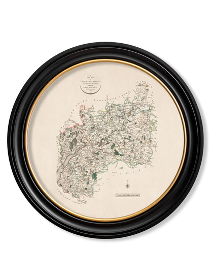  of c 1806 county maps of england round in size 70 x 70cm - glass-fronted framed wall art print with solid wood frame, ideal for contemporary home styling