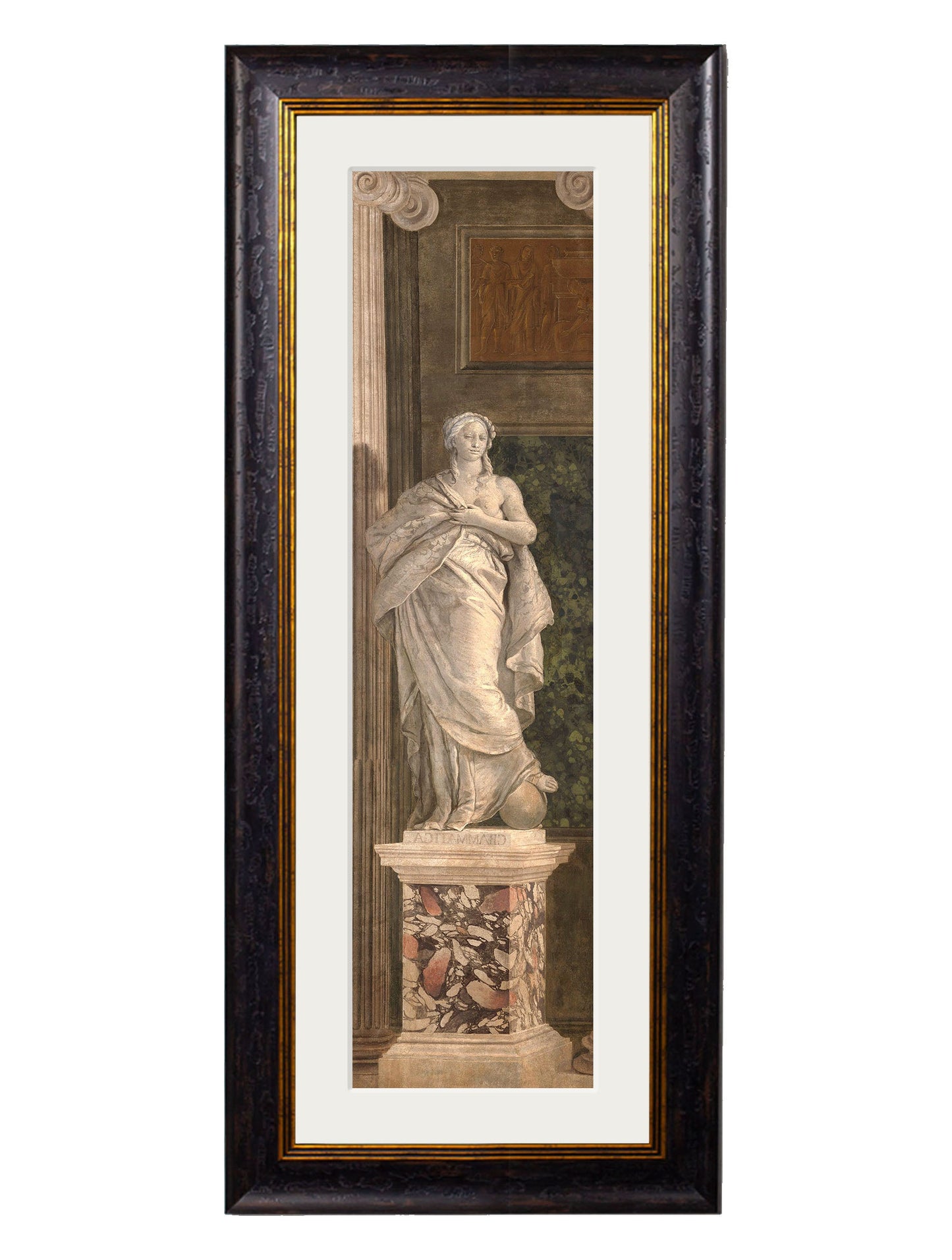 c 1760 allegorical figures representing grammar and arithmetic in size 38 x 95cm - glass-fronted framed wall art print with solid wood frame, perfect for luxury home decor