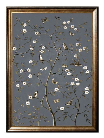 tree of life grey set of 2 in size 95 x 130cm - glass-fronted framed wall art print with solid wood frame, luxury wall art for sophisticated spaces