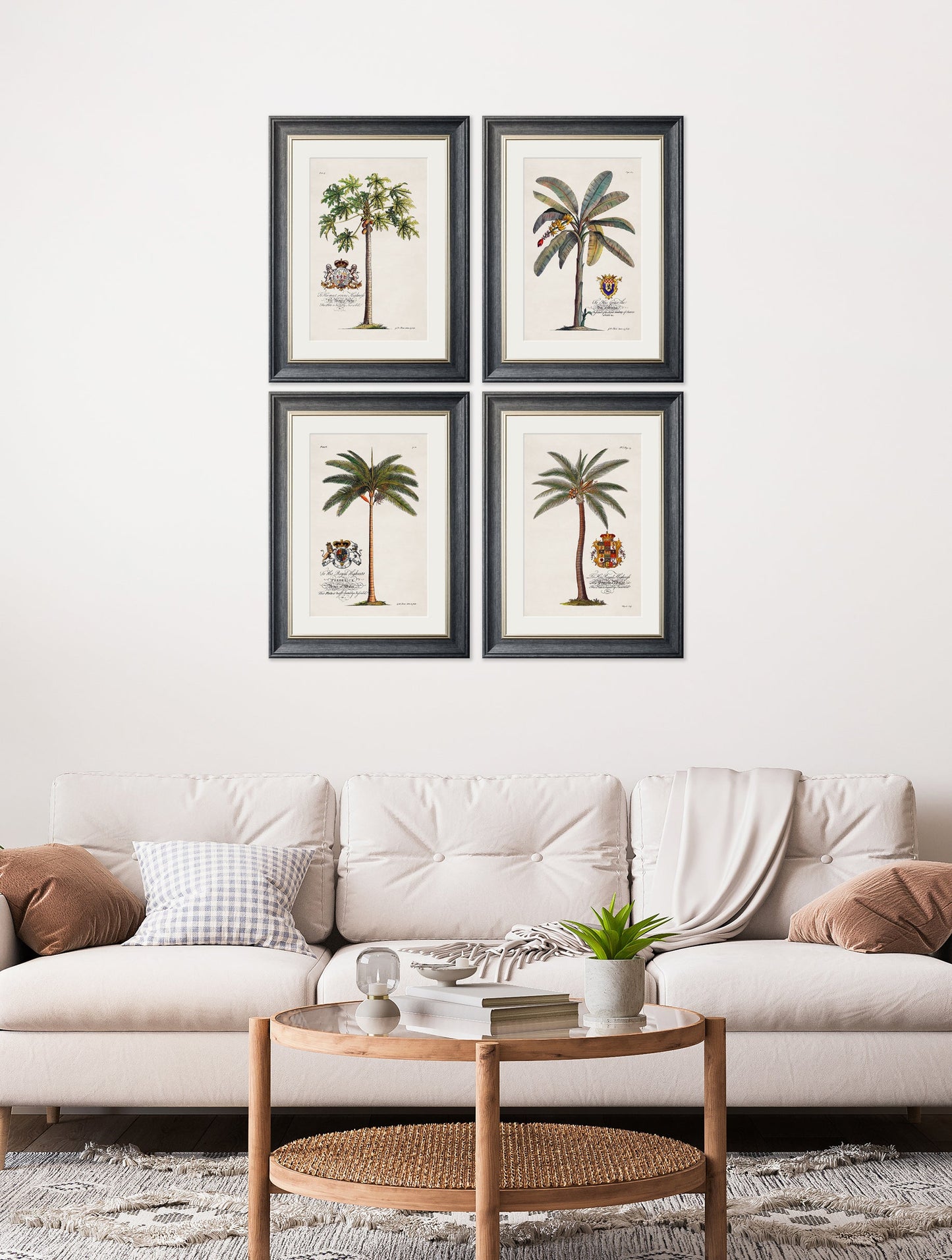 studies of palms in size 38 x 50cm - glass-fronted framed wall art print with solid wood frame, perfect for luxury home decor