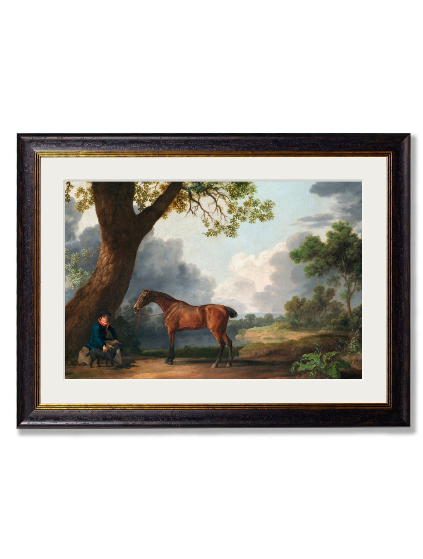 c.1763 George Stubb's Horse and Groom in size 38 x 50cm - glass-fronted framed wall art print with solid wood frame, ideal for modern interiors