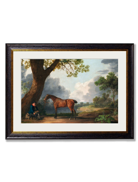 c.1763 George Stubb's Horse and Groom in size 38 x 50cm - glass-fronted framed wall art print with solid wood frame, ideal for modern interiors