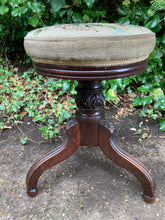 Load image into Gallery viewer, Antique Mahogany Piano Stool Height Adjustable Tapestry Seat Covering
