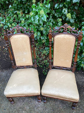Load image into Gallery viewer, Victorian Mahogany Carved Pair Of Low Chairs On Turned Legs

