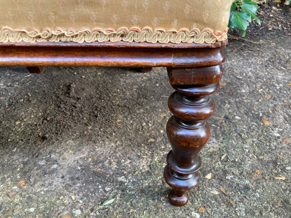 Victorian Mahogany Carved Pair Of Low Chairs On Turned Legs