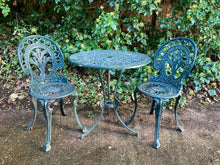 Load image into Gallery viewer, Green Bistro Set Garden Table And Two Chairs
