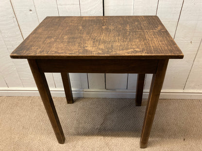 Vintage Oak Small Table With A Drawer To One End