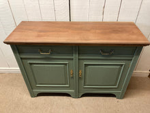 Load image into Gallery viewer, Green Painted Oak Sideboard Two Drawers And Two Doors
