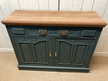 Load image into Gallery viewer, Dark Green Painted Oak Sideboard With A Drawer And Two Doors
