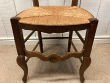 Load image into Gallery viewer, Vintage French Set Of Four Oak Farmhouse Chairs With Rush Seats
