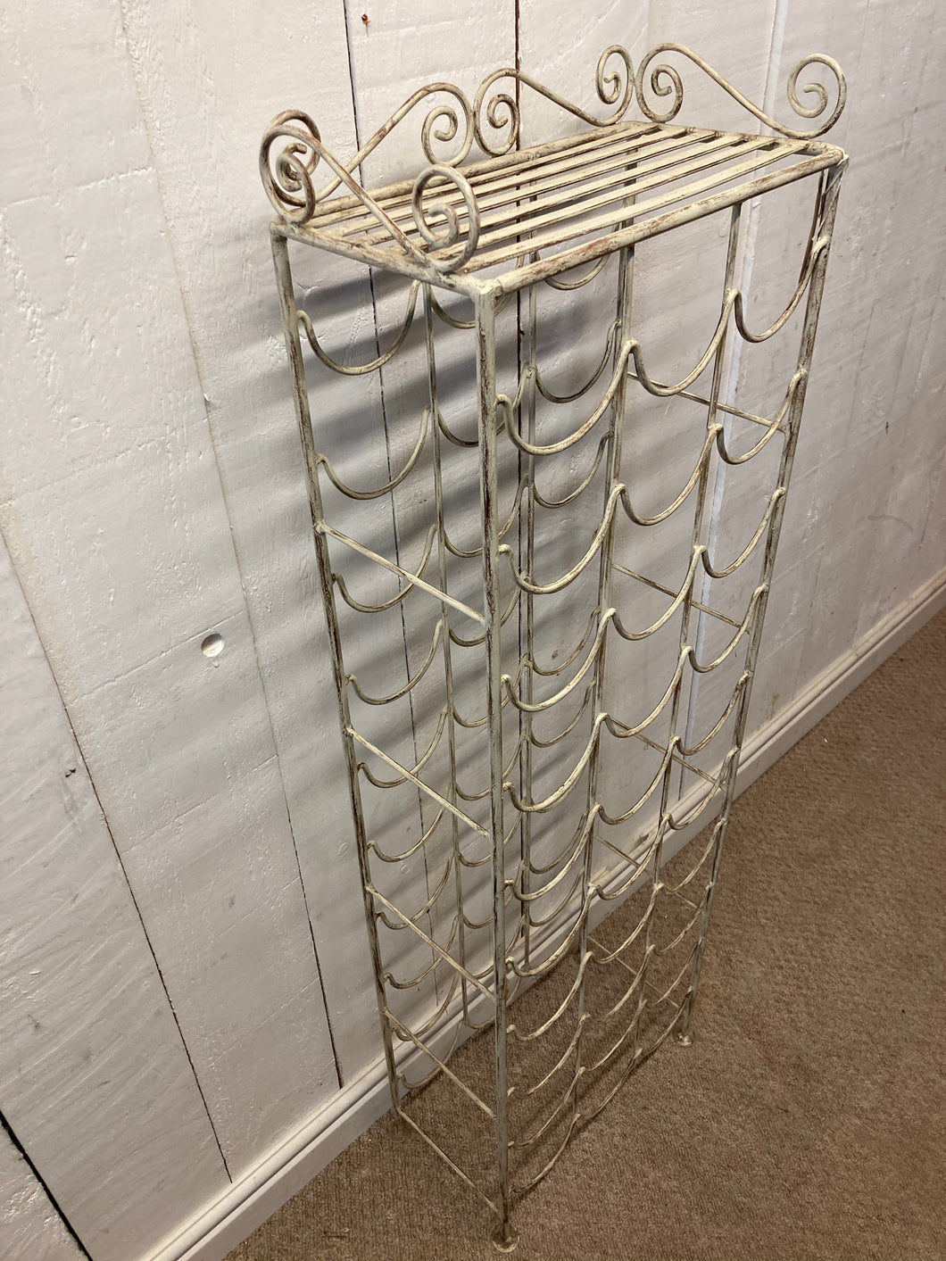 White Painted Metal Wine Rack For Thirty Bottles