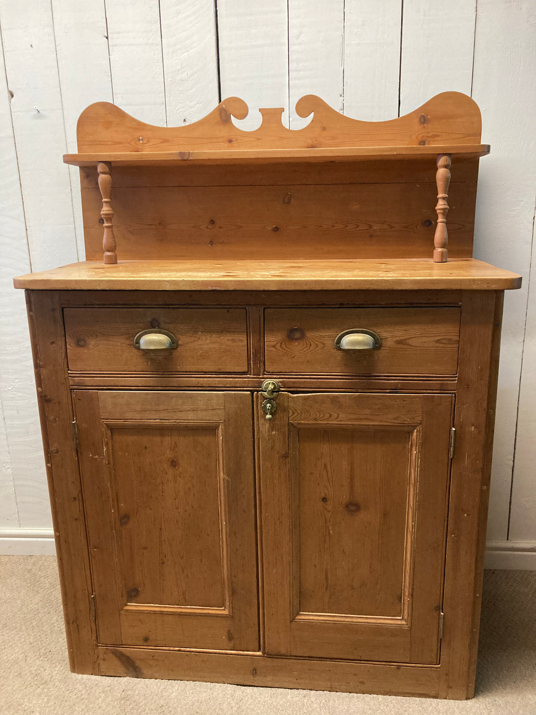 Antique Pine Sideboard Two Drawers And Two Cupboards