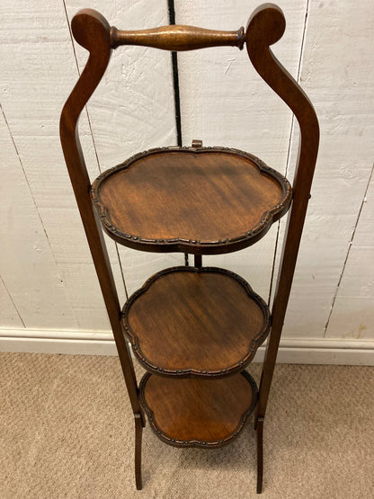 Vintage Mahogany Carved Cake Stand