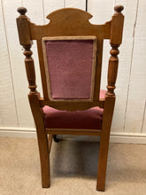 Load image into Gallery viewer, Antique Set Of Four Oak Carved Chairs Upholstered In Pink Velour Castors To Front Legs
