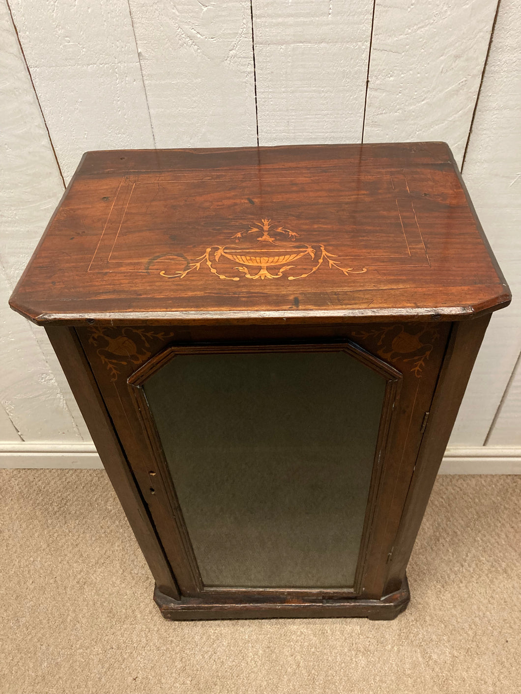 Edwardian Inlaid Mahogany Glazed Cabinet In Need Of TLC
