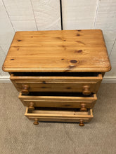 Load image into Gallery viewer, Solid Pine Three Drawer Bedside Table
