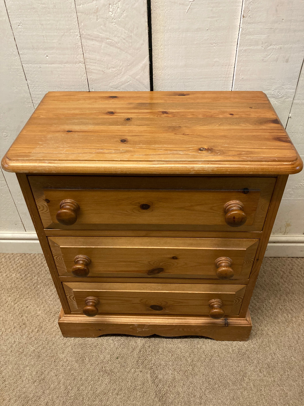 Solid Pine Bedside Table Three Drawers