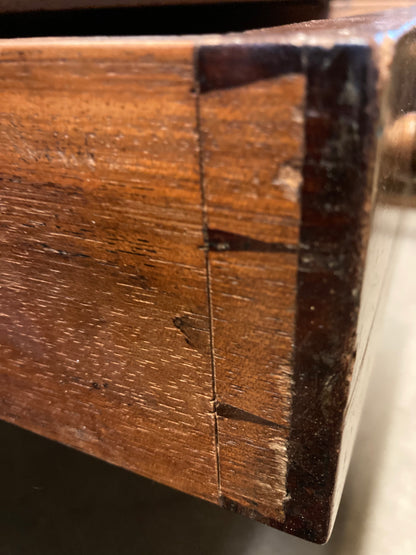 Antique Mahogany Pedestal Desk Tan Leather Top In Need Of TLC