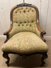 Load image into Gallery viewer, Victorian Carved Button Back Armchair
