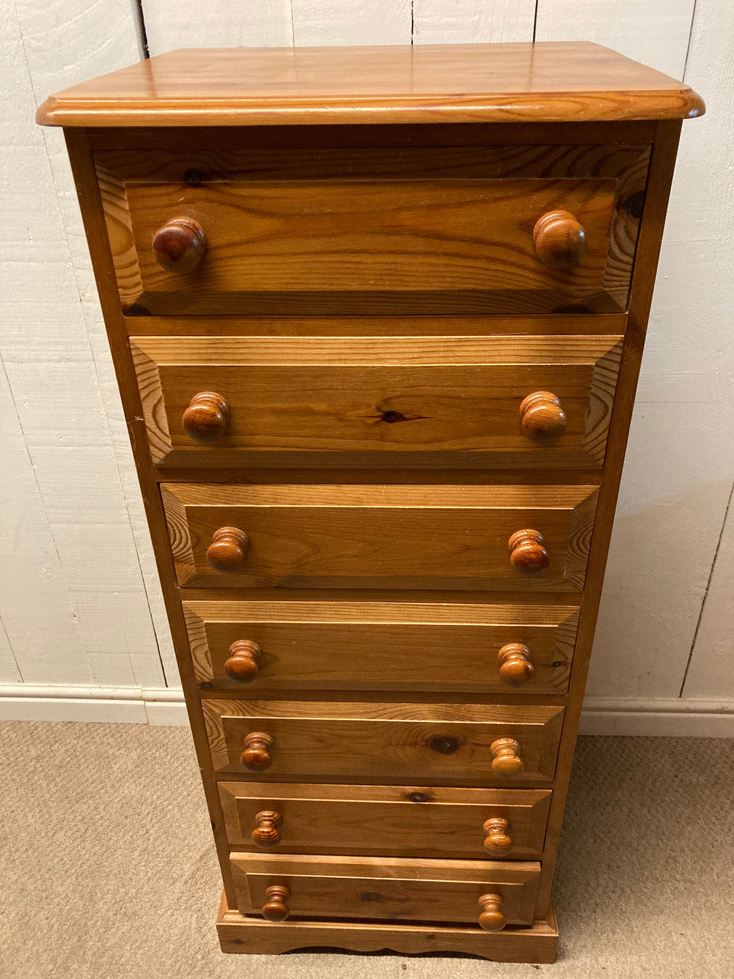 Solid Pine Seven Drawers Tall Boy