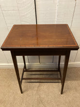 Load image into Gallery viewer, Edwardian Mahogany Inlaid Card Table Side/Lamp Table With Storage
