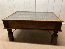 Load image into Gallery viewer, Indian Sheesham Wood Antique Door Coffee Table With Glass Top

