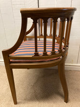 Load image into Gallery viewer, Hardwood Rounded Back Chair Seat Upholstered In Striped Material
