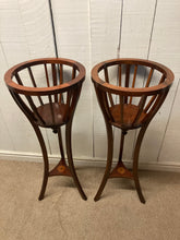 Load image into Gallery viewer, Edwardian Pair Of Mahogany Plant Stands With Inlaying Details
