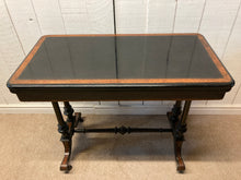 Load image into Gallery viewer, Antique Ebonised Card Table With Burr Walnut Inlays On Castors
