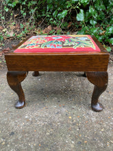 Load image into Gallery viewer, Vintage Mahogany Foot Stool Upholstered In Tapestry
