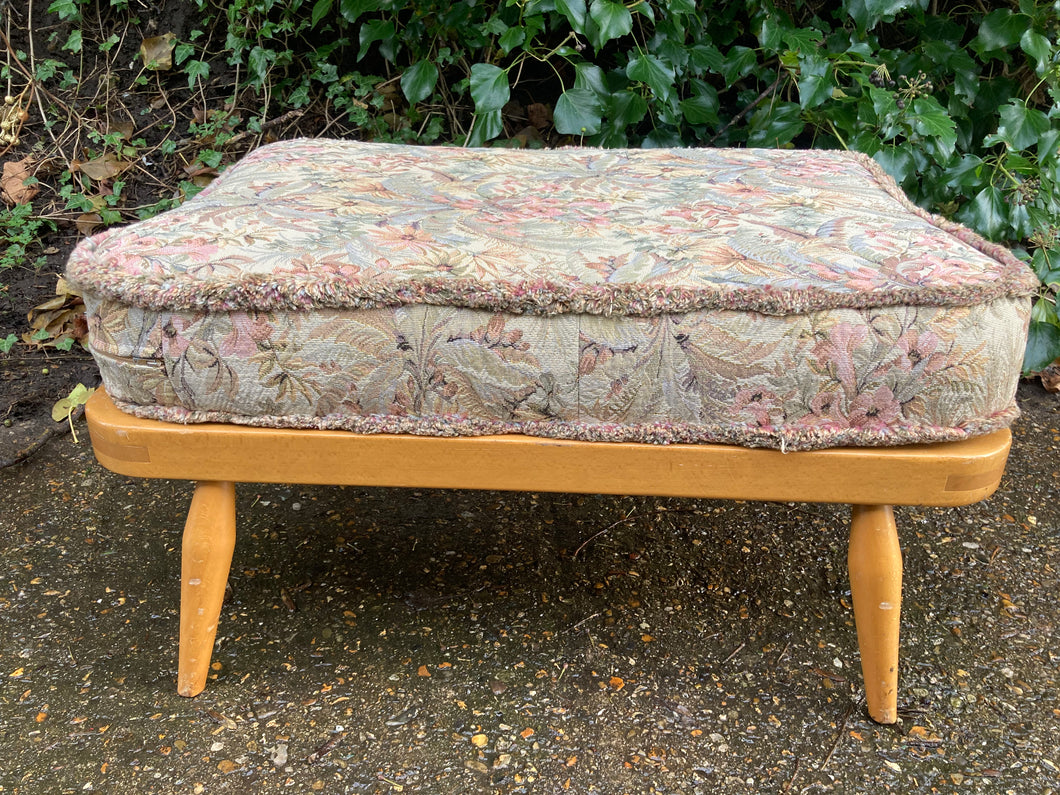 Retro Mid Century Blonde Ercol Foot Stool In Need Of New Webbing