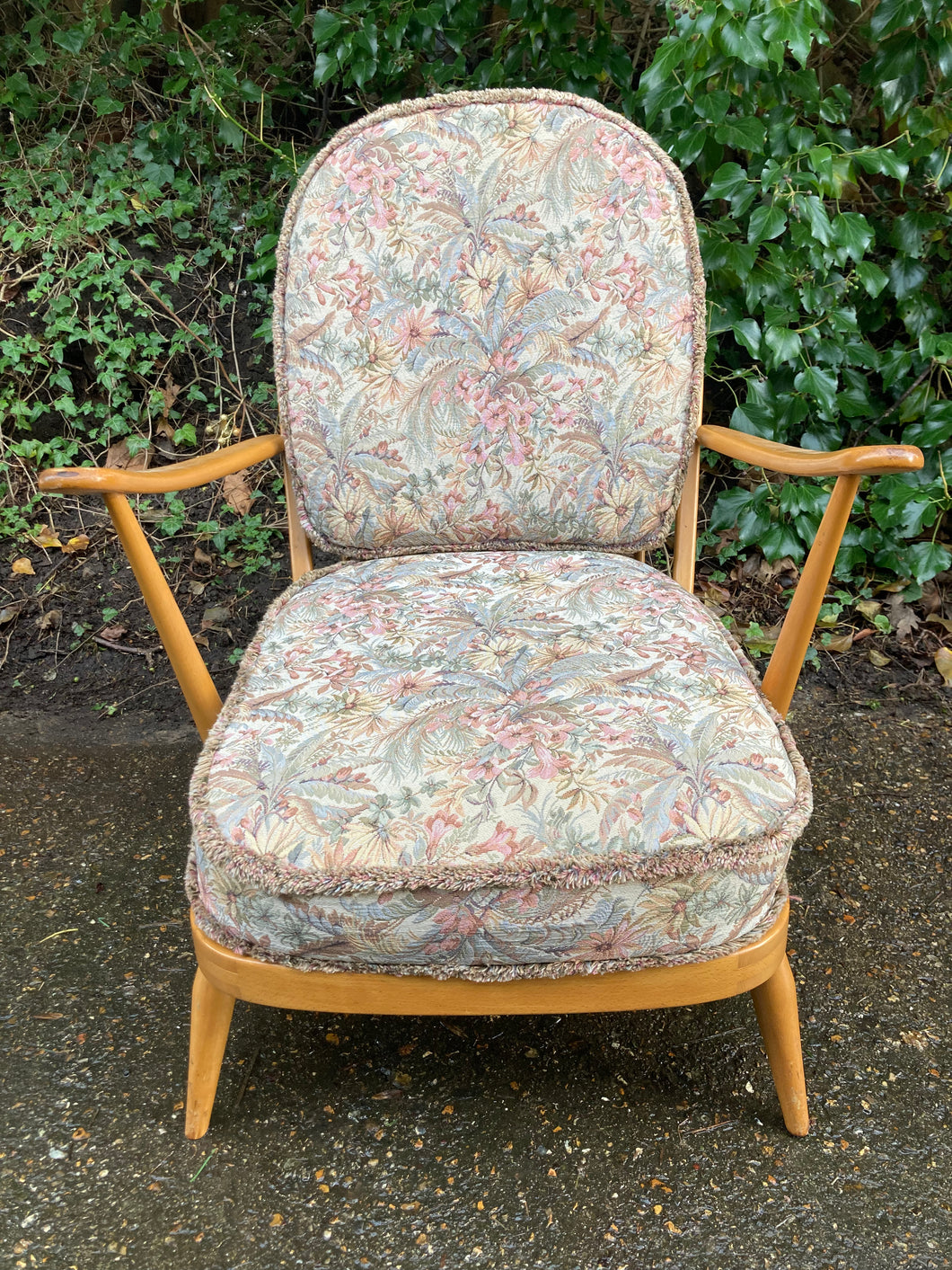 Retro Mid Century Blonde Ercol Armchair In Need Of New Webbing