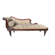 Load image into Gallery viewer, Victorian Mahogany Framed Traditionally Upholstered Chaise Longue
