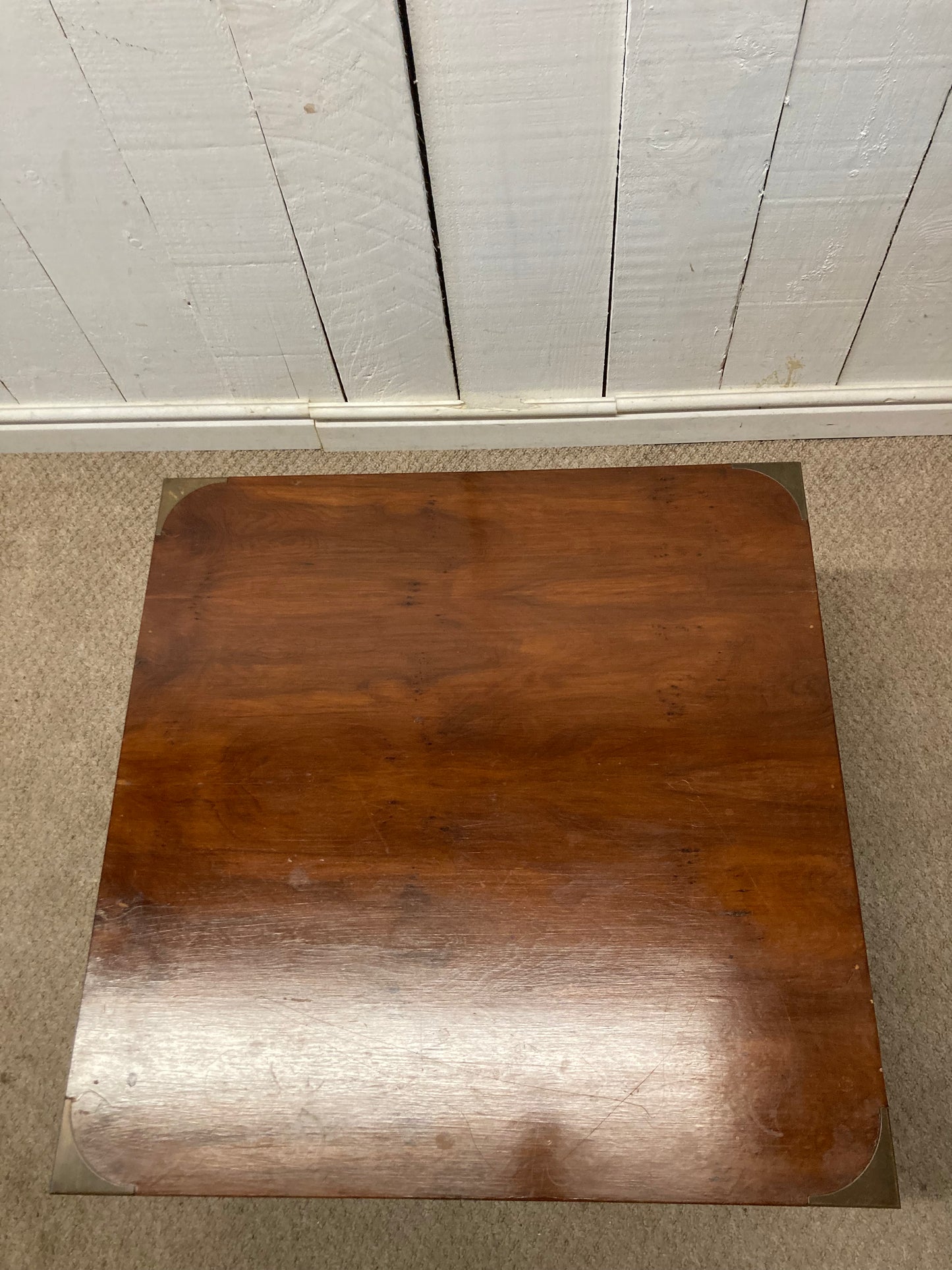 Campaign Style Square Coffee Table With A Drawer