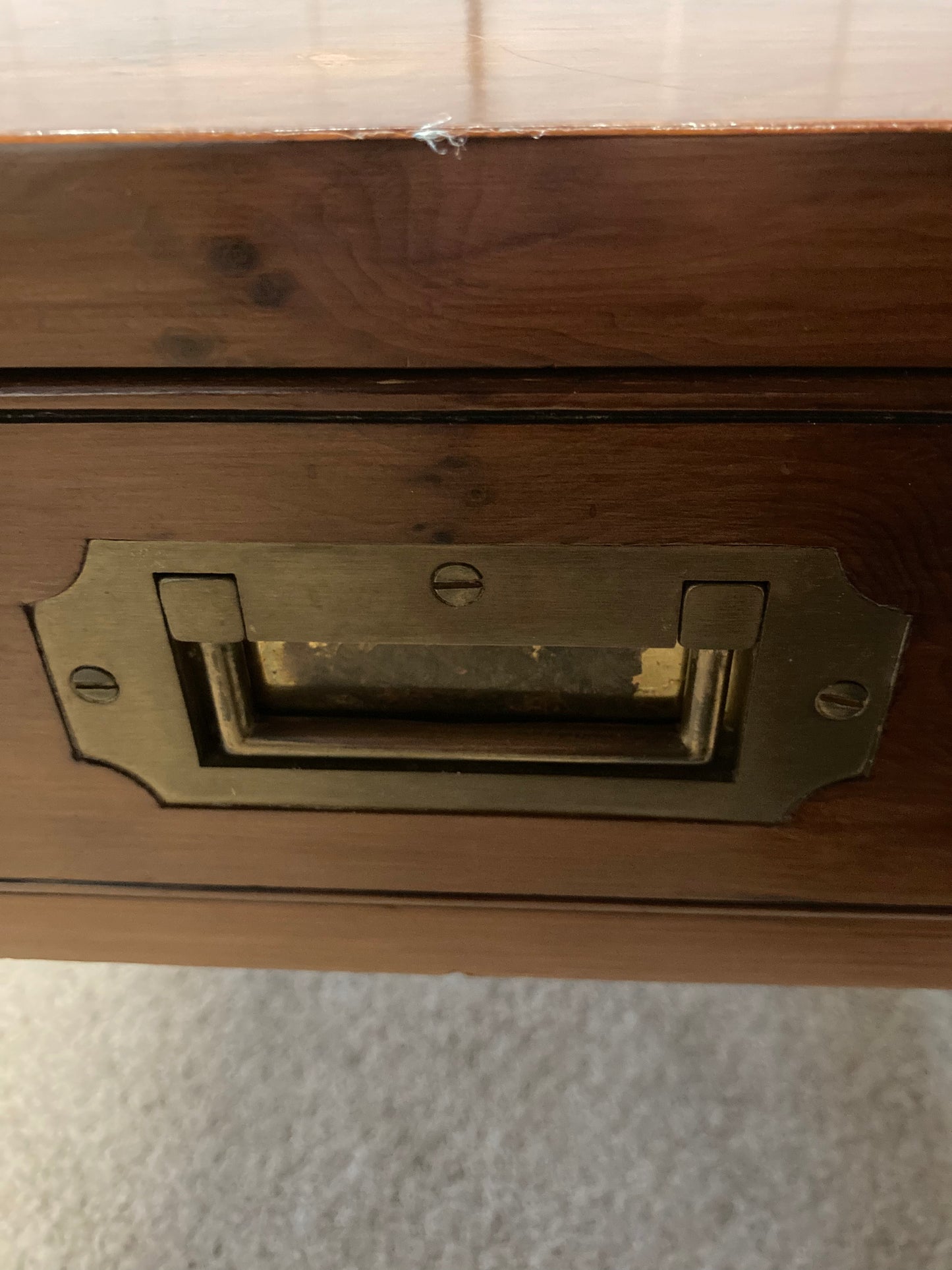 Campaign Style Square Coffee Table With A Drawer