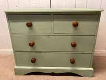 Load image into Gallery viewer, Green Painted Pine Two Over Two Chest Of Drawers
