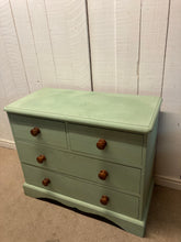 Load image into Gallery viewer, Green Painted Pine Two Over Two Chest Of Drawers
