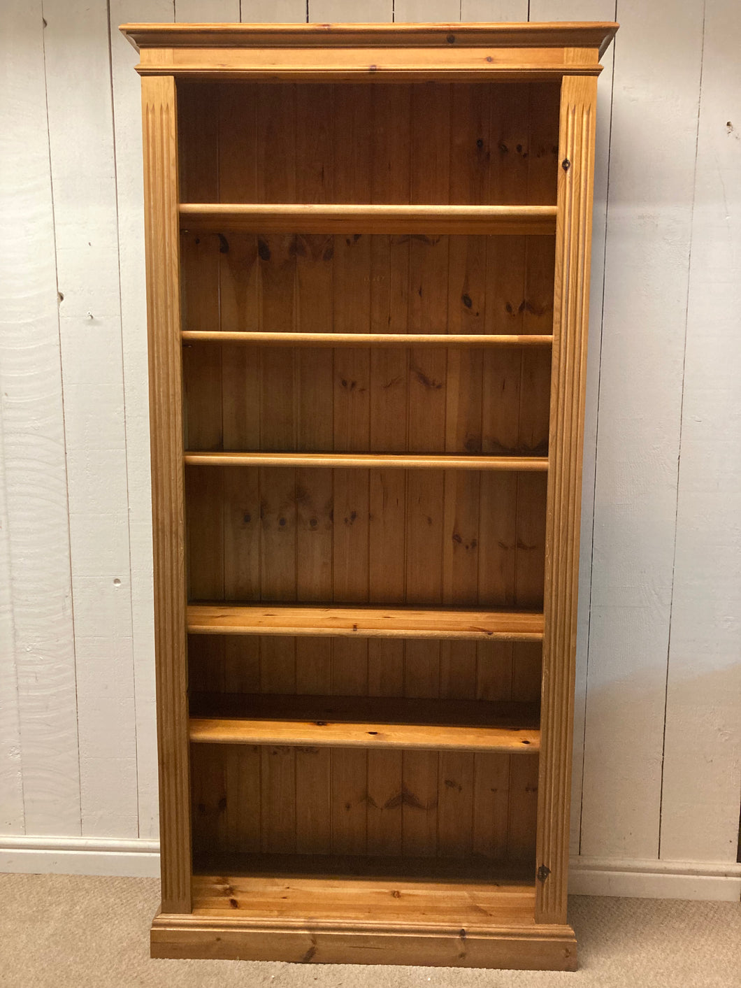 Solid Pine Tall Book Case With Four Adjustable Shelves