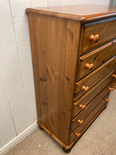 Load image into Gallery viewer, Solid Pine Chest Of Six Drawers On Castors
