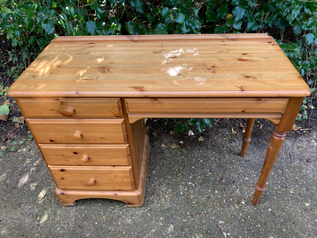 Solid Pine Dressing Table Desk On Castors