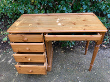 Load image into Gallery viewer, Solid Pine Dressing Table Desk On Castors
