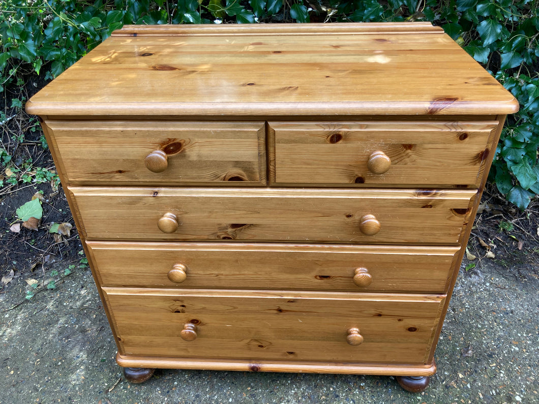 Solid Pine Two Over Three Chest  Of Drawers