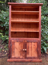 Load image into Gallery viewer, Solid Pine Bookcase Over Two Door Cupboard With Adjustable Shelves
