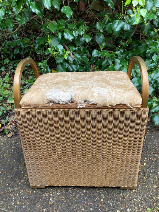 Lloyd Loom Storage Seat In Need Of Reupholstering