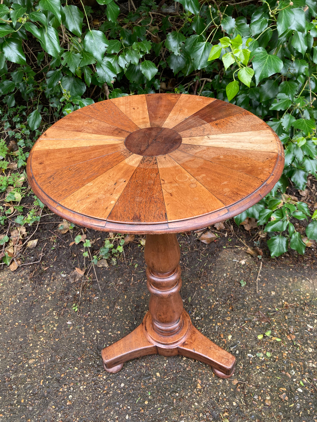 Antique Tilt Top Side Table On A Turned Pedestal