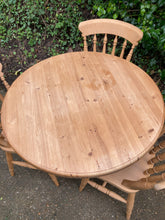 Load image into Gallery viewer, Solid Pine Round Table On A Pedestal And Three Sturdy Chairs Set
