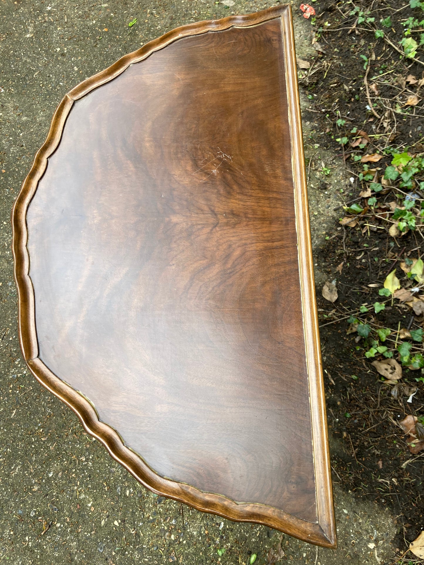 Vintage Pie Crust Edged Half Moon Table Hall Table Console Table