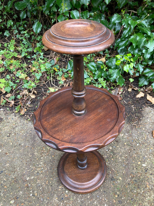 Vintage Mahogany Ashtray Stand Dumb Waiter Candle Holder