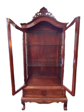 Load image into Gallery viewer, Glazed Mahogany Display Cabinet With Carvings On Claw And Ball Feet
