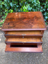 Load image into Gallery viewer, Antique Mahogany Sewing Table Three Drawers With Lock And Key
